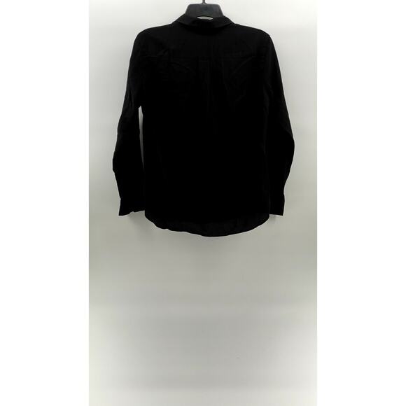 UNIQLO Women's Black Solid Button-Up Regular-Fit Long Sleeve Top SZ S - Picture 2 of 7